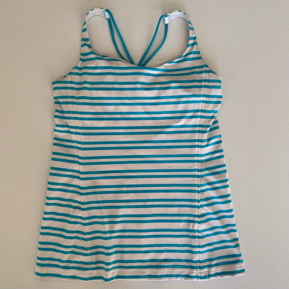 Lululemon Free To Be Tank Twin Stripe Spry Blue - Size 8